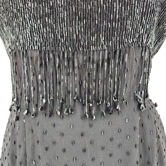 Vintage 50s 60s Hand Beaded Cocktail Dress British Crown Colony of Hong Kong - Picture 9 of 12